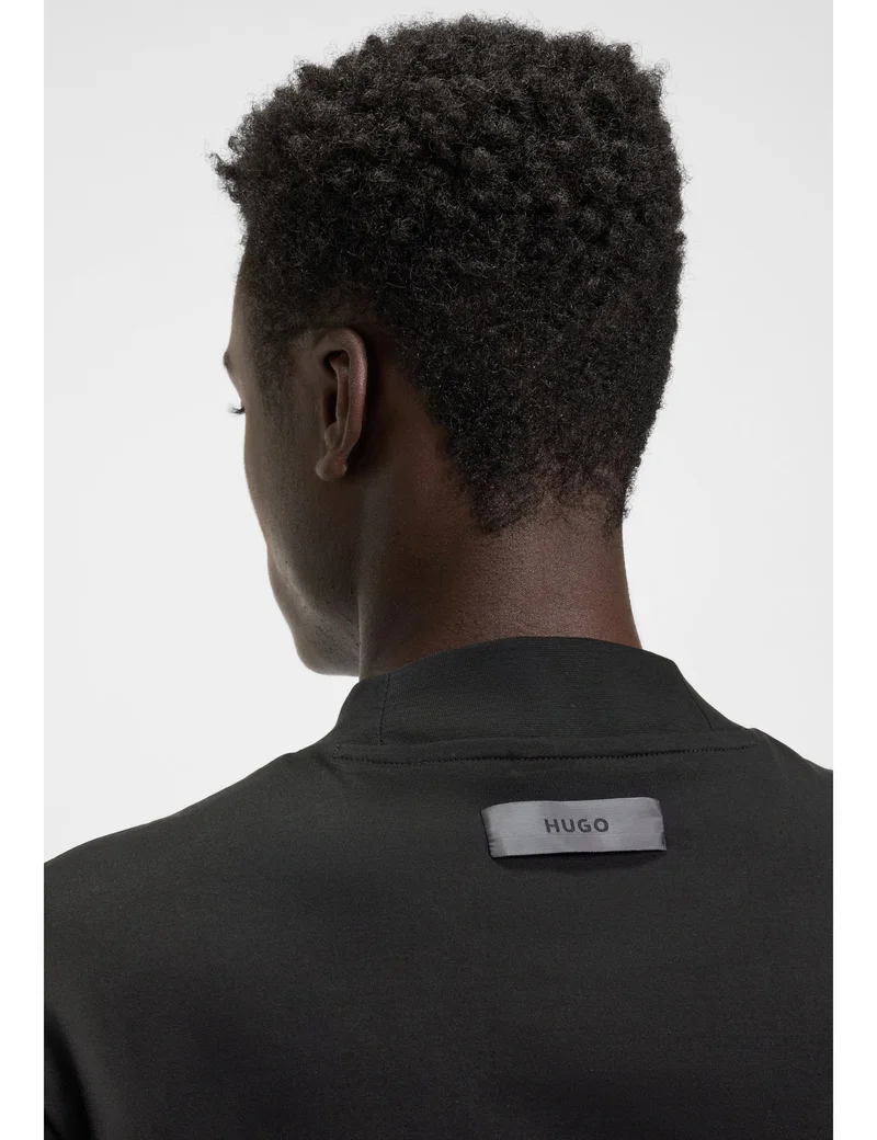 HUGO Mock-neck slim-fit T-shirt in mercerised cotton