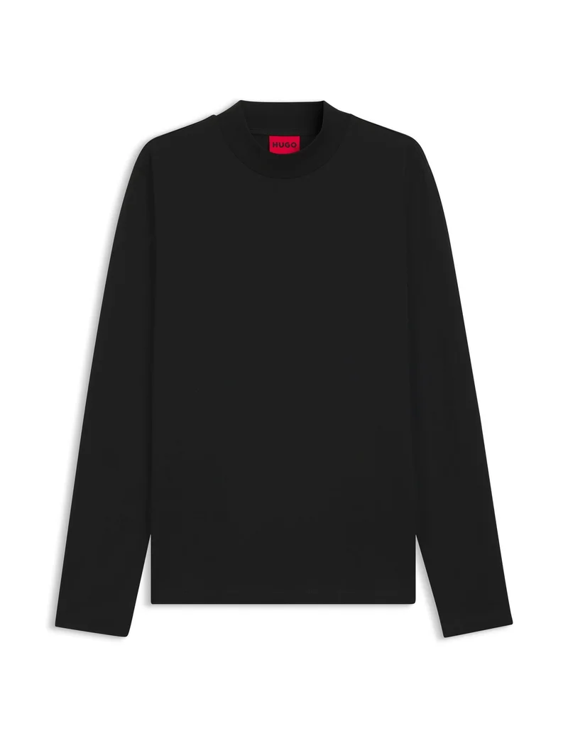 HUGO Mock-neck slim-fit T-shirt in mercerised cotton