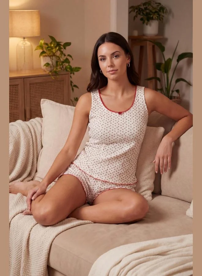 Lela Lela Cotton Soft Textured Patterned Shorts Pajama Set Women's PAJAMA SET 65770754