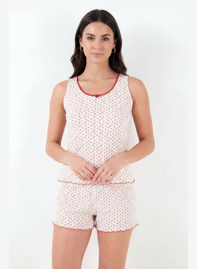 Lela Lela Cotton Soft Textured Patterned Shorts Pajama Set Women's PAJAMA SET 65770754