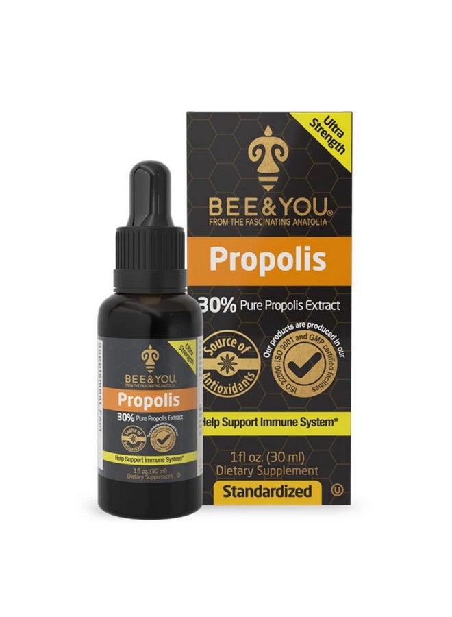 BEE & YOU Bee and You Propolis Liquid Extract Drops, 30% Propolis, Ultra Pure, Immune Support Supplement, Sore Throat, Allergy Relief, Respiratory, Antioxidants, Keto, Paleo, Gluten-Free, 1 Fl Oz - Image 1