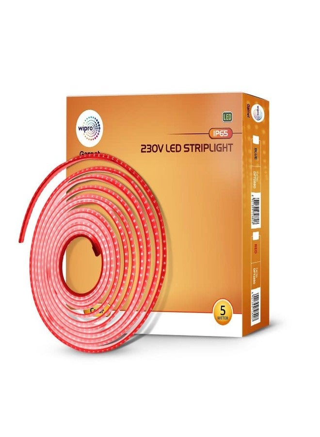 wipro Garnet 5 Meter Led Strip Light| 120 LEDs/Mtr | Red | Ip65-Waterproof | Flexible Rope Light for Outdoor & Indoor Decoration for Diwali, Christmas|Strip for Balcony, False Ceiling|Pack of 1 - Image 1