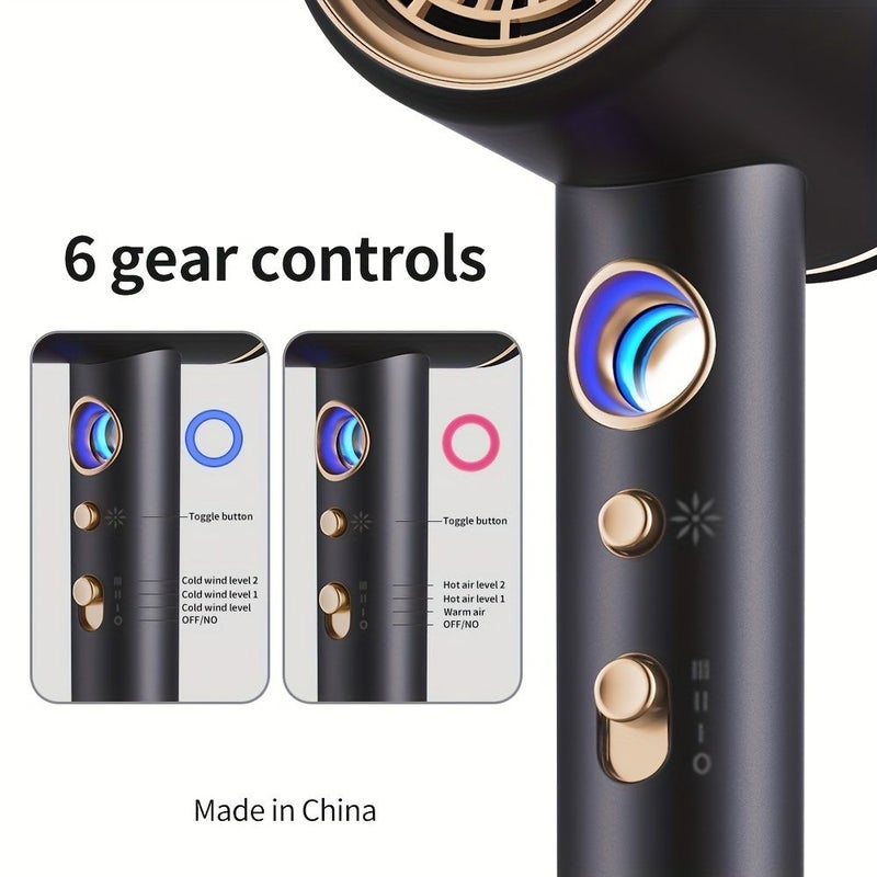 Purple Hair Diffuser Attachment Ionic Fast Drying Low Noise Hair Dryer Professional Salon Travel 2 Concentrator Nozzles - Image 2