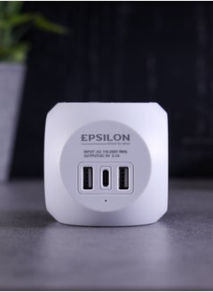 Epsilon Epsilon 3250W Universal Adapter-EPSES220 /Comes with 13A Power, 4-Way Socket, Dual USB Ports , Type C Charging Port, Child Safety Shutter/ International Travel Adapter for Cell Phones, Tablets, Camera, and More, Perfect for Home, Office, or Travel Use  - Image 2