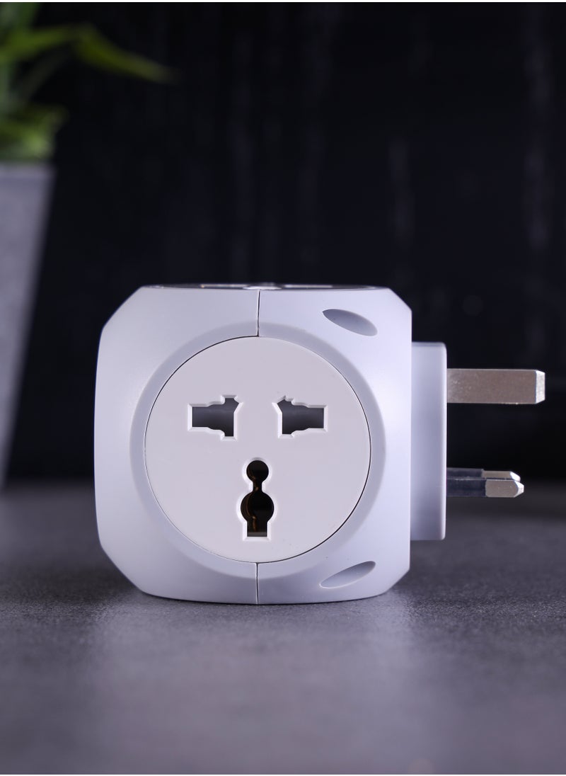 Epsilon Epsilon 3250W Universal Adapter-EPSES220 /Comes with 13A Power, 4-Way Socket, Dual USB Ports , Type C Charging Port, Child Safety Shutter/ International Travel Adapter for Cell Phones, Tablets, Camera, and More, Perfect for Home, Office, or Travel Use  - Image 3