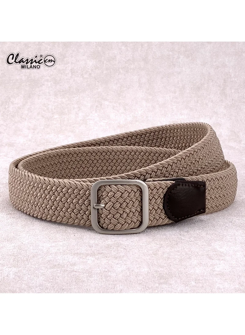 Classic Milano Braided Cotton Elastic Stretch Belt for Men & Women, Woven Canvas Web Belt with Gift Box, Adjustable Men's Belt | Full Length: 110CM (Free Size - Fits up to the waist of 40 Inches / 100 CM)