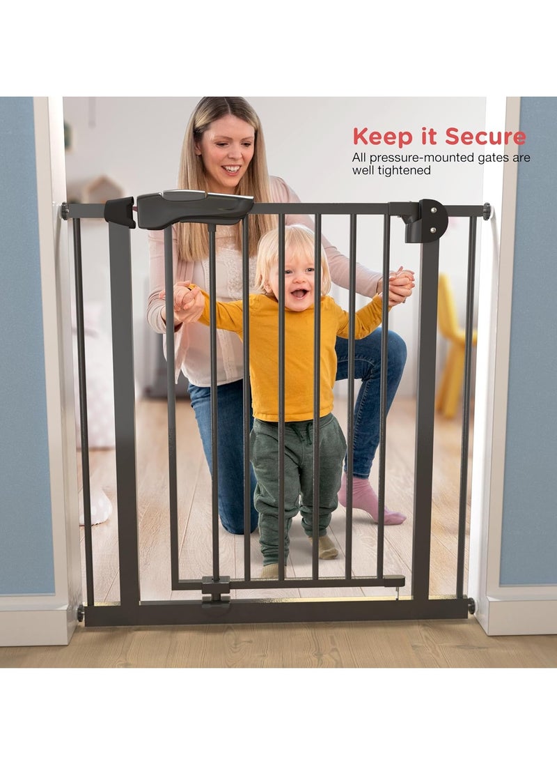 BAYBEE 75+10 Cm Auto Close Safety Baby Gate for Kids, Extra Tall Wide Child Gate Kids Safety Baby Fence | Easy Walk Thru Durability Dog Gate Baby Safety Gate for Home, Stairs, Doorways & Kitchen Black  - Image 2