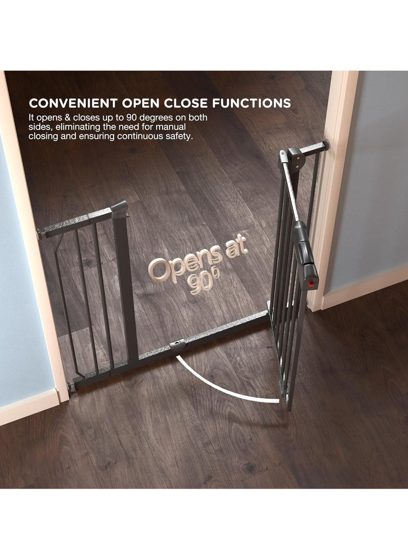 BAYBEE 75+10 Cm Auto Close Safety Baby Gate for Kids, Extra Tall Wide Child Gate Kids Safety Baby Fence | Easy Walk Thru Durability Dog Gate Baby Safety Gate for Home, Stairs, Doorways & Kitchen Black  - Image 5