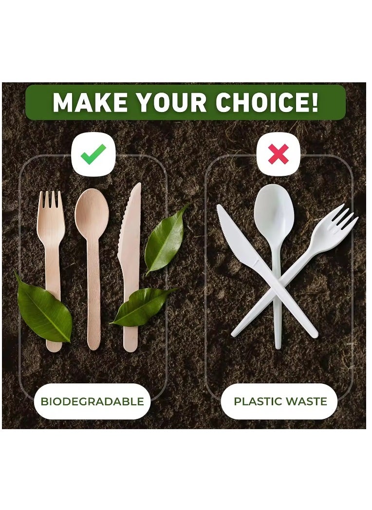 300 Pcs Disposable Knife Wooden Knife 100% Natural Wooden Disposable Cutlery Eco-Friendly
