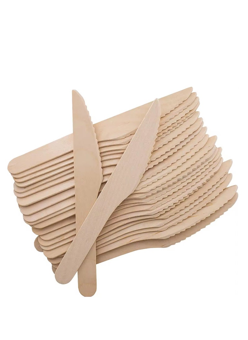300 Pcs Disposable Knife Wooden Knife 100% Natural Wooden Disposable Cutlery Eco-Friendly