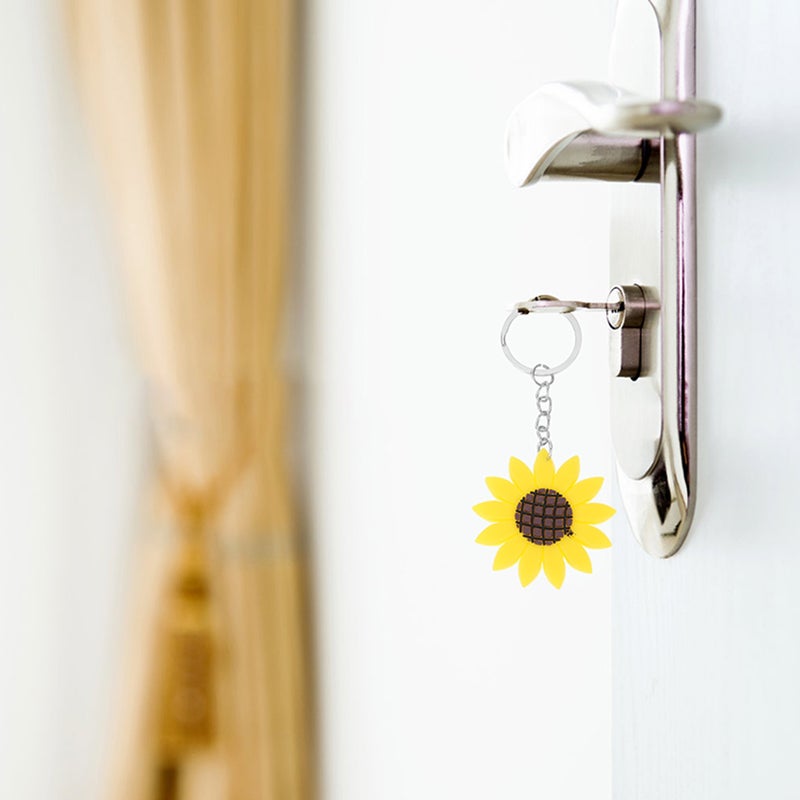 6pcs Sunflower Keychains Student Key Floral Pendants Key Decoration - Image 2