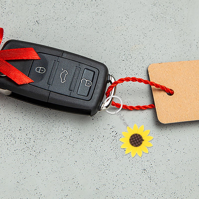 6pcs Sunflower Keychains Student Key Floral Pendants Key Decoration - Image 4