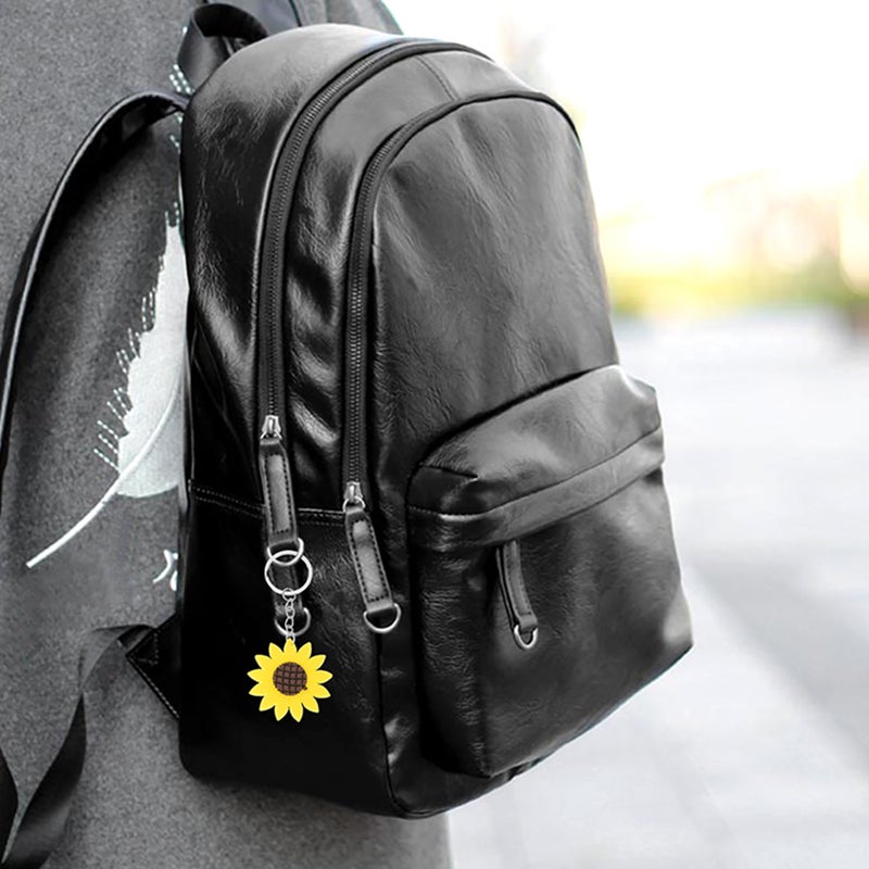 6pcs Sunflower Keychains Student Key Floral Pendants Key Decoration - Image 3