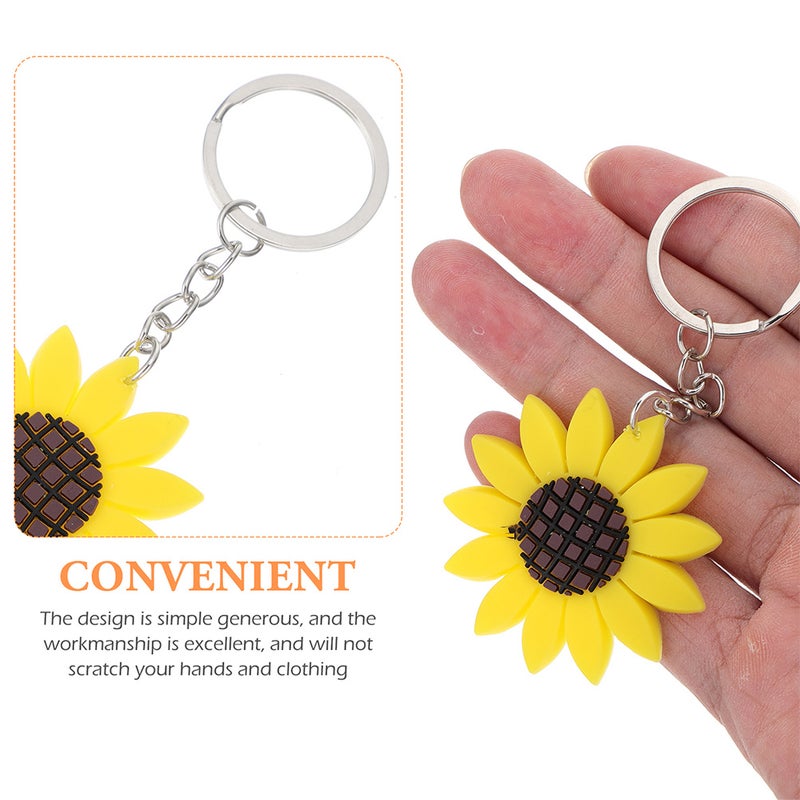6pcs Sunflower Keychains Student Key Floral Pendants Key Decoration - Image 1