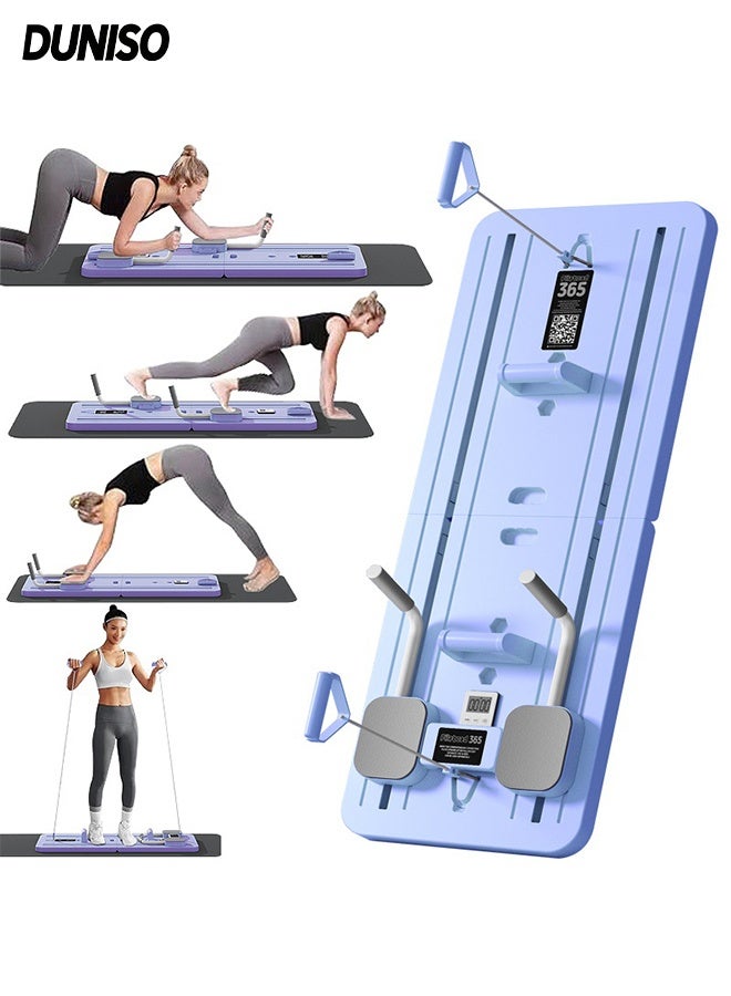 DUNISO لوحة بيلاتس، آلة إصلاح بيلاتس 4 في 1 مع مؤقت، لوحة بيلاتس قابلة للطي متعددة الأغراض للاستخدام المنزلي، لتقوية الجسم، وشد الأرداف والساقين - Image 1