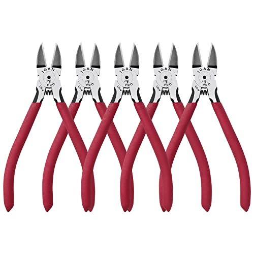 IGAN-P6 Wire Flush Cutters (Pack of 5), 6-inch Ultra Sharp and Powerful Side Cutter Clippers, Ideal Wire Snips for Handmade and Any Clean Cut Needs - Image 1