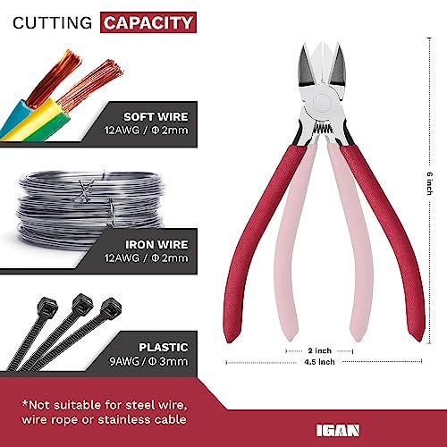 IGAN-P6 Wire Flush Cutters (Pack of 5), 6-inch Ultra Sharp and Powerful Side Cutter Clippers, Ideal Wire Snips for Handmade and Any Clean Cut Needs - Image 2