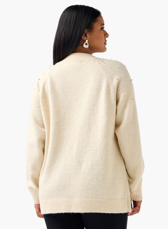 Ulla Popken Relaxed Fit Embellished Crew Neck Sweater - Image 4