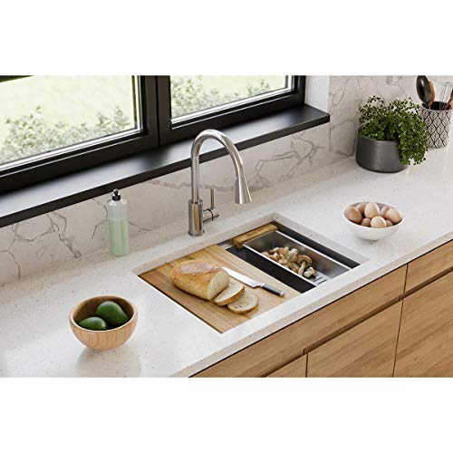 Elkay LKC0717SS Crosstown 16-7/8" L x 6-3/4" W Stainless Steel Colander with Wood Handles - Stainless Steel - Image 2