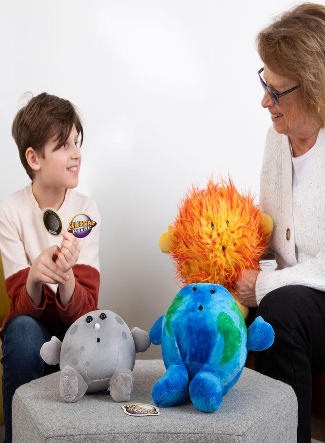 Celestial Buddies Earth Moon Sun Plush Bundle - Soft Educational Solar System Toys for Toddlers Preschool Kids - Space Science STEM Learning, Educational Gift, Astronomy Classroom & Homeschool 0+ - Image 3