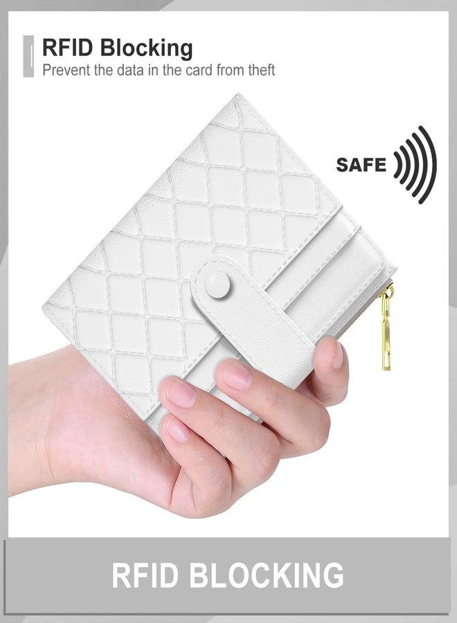 Aiawoxc Womens Wallet, RFID Small Slim Wallets for Women, Compact Credit Card Holder, Cute Leather Bifold Ladies Purse with Zipper Coin Pocket and ID Window, White - Image 4