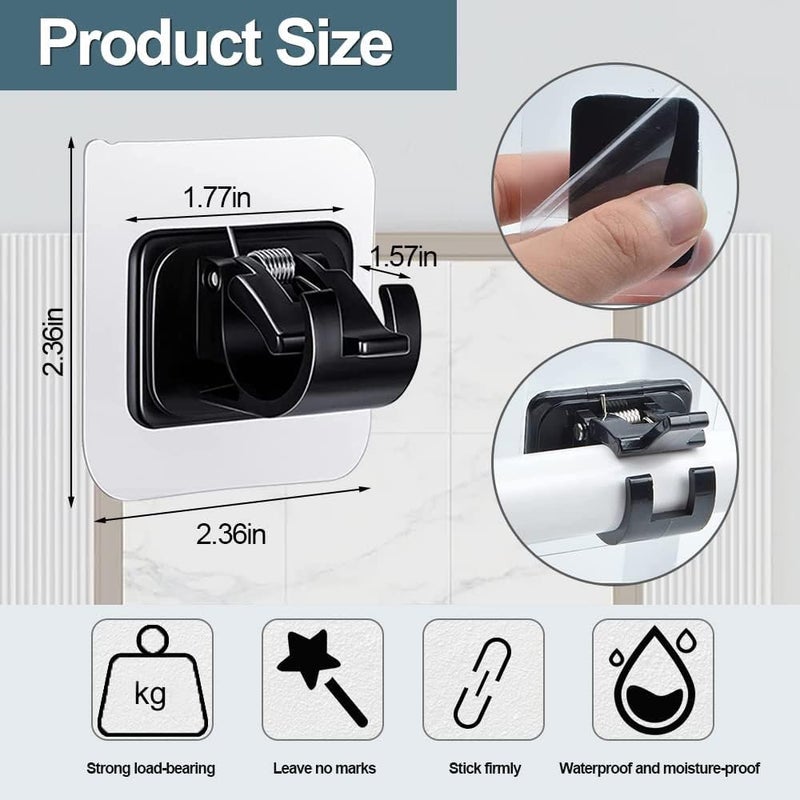 Kepptal Curtain Rod Bracket No Drilling No Drill Curtain Rod Brackets Self Adhesive Curtain Rod Holder Hooks for Bathroom Kitchen Home Bathroom and Hotel Black 8 Pcs - Image 4