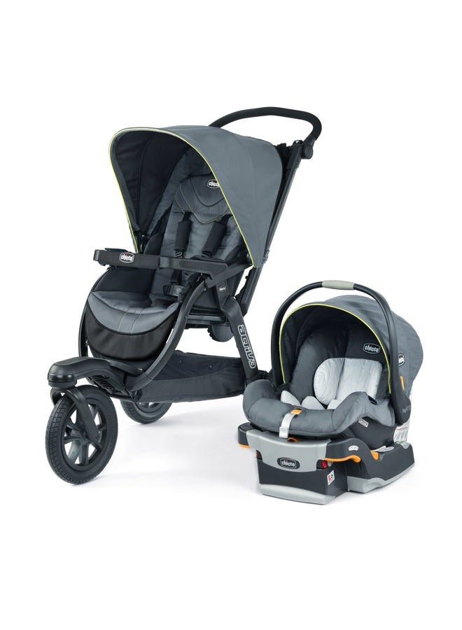 Chicco Activ3 Jogging Stroller Travel System, Includes Chicco KeyFit 30 Infant Car Seat with Base, Lightweight Aluminum Frame, Stroller and Car Seat Combo, Baby Travel Gear | Solar/Grey - Image 1