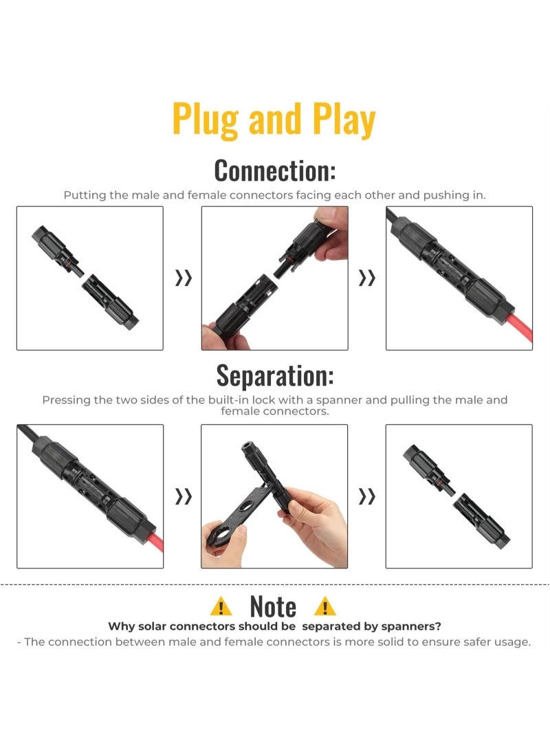 Solar Connector Solar Panel Cable Connectors Solar Panel Connectors Kit Solar Connector With Spanners IP68 Waterproofing 22 Pairs Male/Female - Image 5