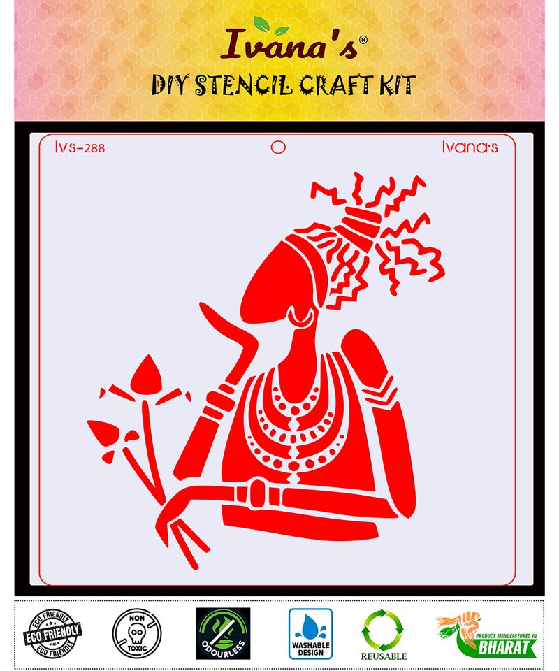 IVANA'S Tribal Art Reusable Stencil for Art & Craft, DIY Decorative Stencil for Painting on Canvas, Fabric, Cloth, Paper, Glass, Furniture and Wall, Size - 6 x 6 inch, Pack of 1, IVS-288, Off White - Image 2