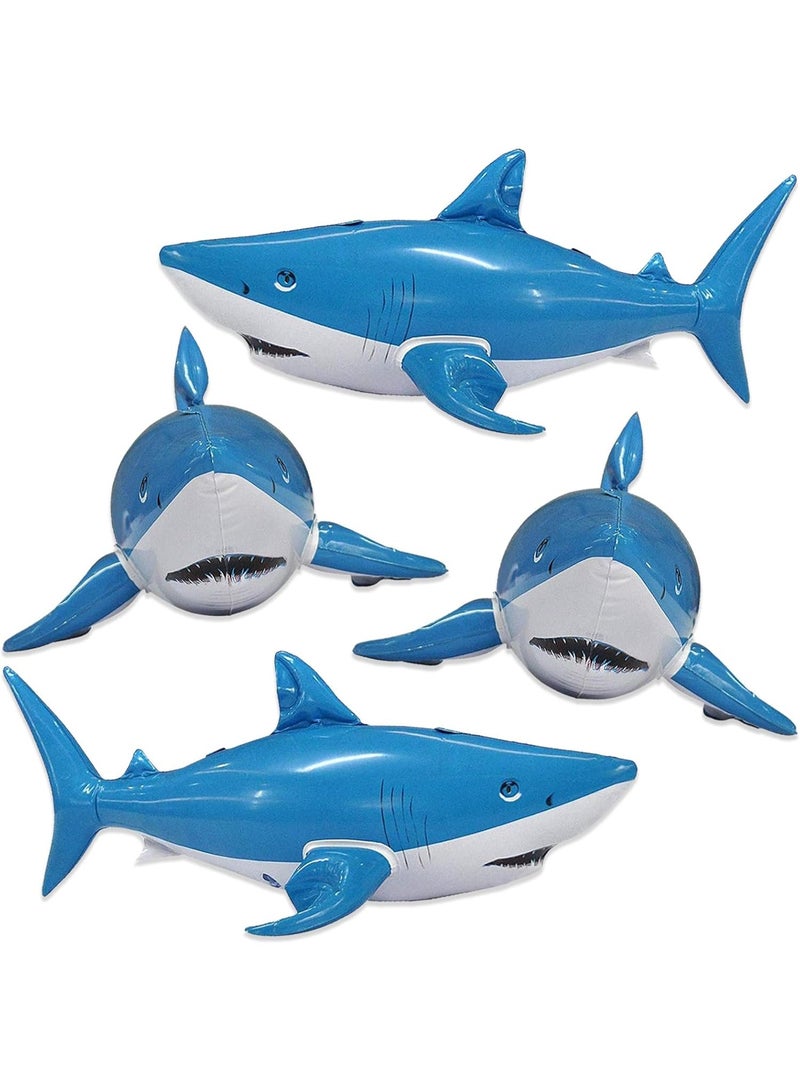Jet Creations Inflatable Aquatic Animal 4pc Pack: Shark, Dolphin, Goldfish, Starfish, Crab, Penguin. 20+ inch Long. Pool Toys, Photo Prop, Theme Party Centerpiece, VBS, Gifts for Kids 3 Year and up - Image 1