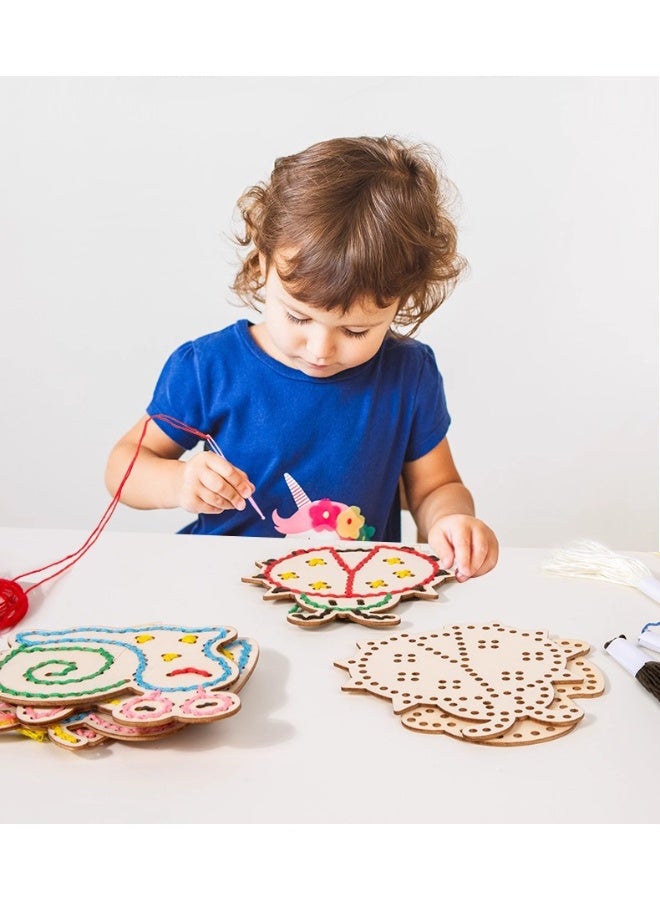 BEBEGO 1 Set Of Wooden Animal Rope Toys, Colorful Rope Complex Rope Game, Hand Eye Coordination Embroidery Toys, Christmas Gifts for Boys And Girls 3+ Years Old - Image 3