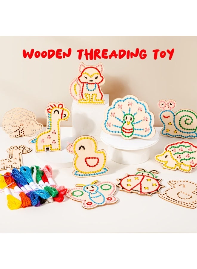 BEBEGO 1 Set Of Wooden Animal Rope Toys, Colorful Rope Complex Rope Game, Hand Eye Coordination Embroidery Toys, Christmas Gifts for Boys And Girls 3+ Years Old - Image 4