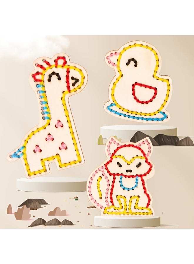 BEBEGO 1 Set Of Wooden Animal Rope Toys, Colorful Rope Complex Rope Game, Hand Eye Coordination Embroidery Toys, Christmas Gifts for Boys And Girls 3+ Years Old - Image 5
