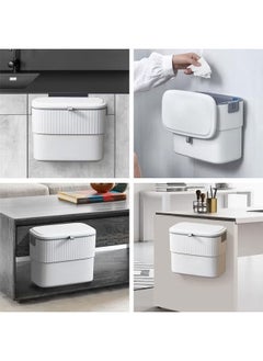 Hihonor Kitchen Compost Bin with Lid, 1.8 Gallon Hanging Trash Can with Lid, 7 Liter Wall-Mounted Garbage Can for Kitchen Cabinet Door, Small Under Sink Trash Can for Cupboard, Bathroom, Office  - Image 5