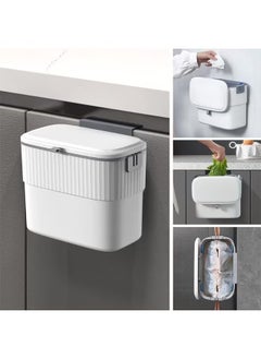 Hihonor Kitchen Compost Bin with Lid, 1.8 Gallon Hanging Trash Can with Lid, 7 Liter Wall-Mounted Garbage Can for Kitchen Cabinet Door, Small Under Sink Trash Can for Cupboard, Bathroom, Office  - Image 1