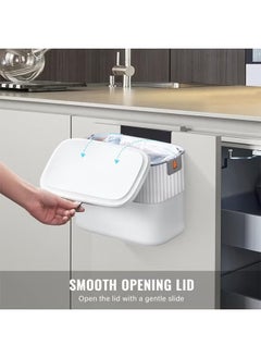 Hihonor Kitchen Compost Bin with Lid, 1.8 Gallon Hanging Trash Can with Lid, 7 Liter Wall-Mounted Garbage Can for Kitchen Cabinet Door, Small Under Sink Trash Can for Cupboard, Bathroom, Office  - Image 4