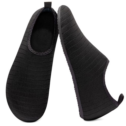 Metog Men Women Water Shoes Quick-Dry Aqua Socks Barefoot Slip-on Summer Slippers for Beach Swim Sport Surf Yoga Exercise Black - Image 1