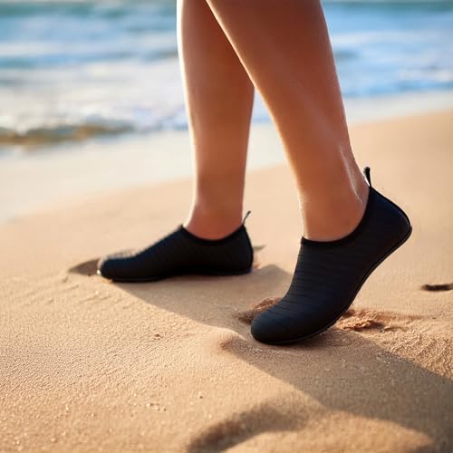 Metog Men Women Water Shoes Quick-Dry Aqua Socks Barefoot Slip-on Summer Slippers for Beach Swim Sport Surf Yoga Exercise Black - Image 2