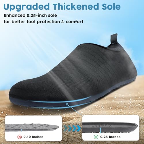 Metog Men Women Water Shoes Quick-Dry Aqua Socks Barefoot Slip-on Summer Slippers for Beach Swim Sport Surf Yoga Exercise Black - Image 4