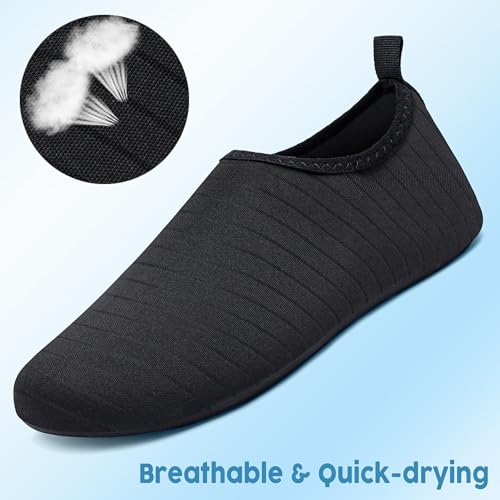 Metog Men Women Water Shoes Quick-Dry Aqua Socks Barefoot Slip-on Summer Slippers for Beach Swim Sport Surf Yoga Exercise Black - Image 3