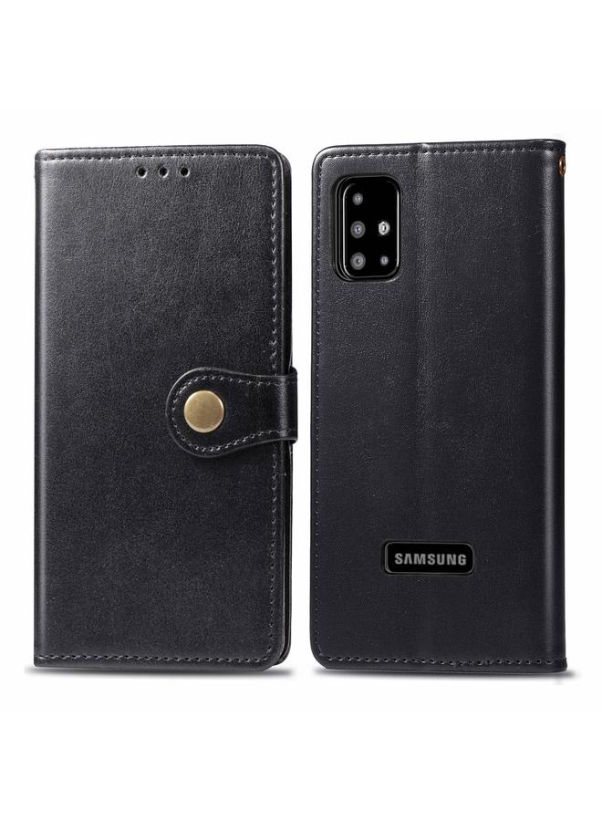 Zaboon Case For Galaxy A51 Retro Solid Color Leather Buckle Phone Case with Lanyard & Photo Frame & Card Slot & Wallet & Stand Function - Image 2