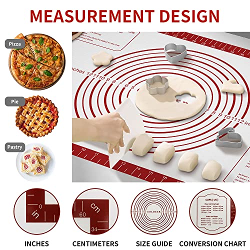 Mimekitchen Non Stick Pastry Mat for Rolling Dough Fondant Pie Crust, Macaron Silicone Baking Mat for Mat Extra Large Silicone Mats for Baking Cookie Cakes Pizza Candy Bread - Image 3