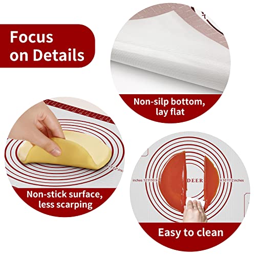 Mimekitchen Non Stick Pastry Mat for Rolling Dough Fondant Pie Crust, Macaron Silicone Baking Mat for Mat Extra Large Silicone Mats for Baking Cookie Cakes Pizza Candy Bread - Image 4