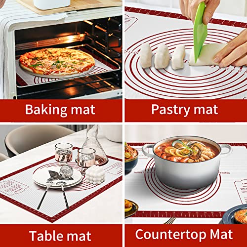 Mimekitchen Non Stick Pastry Mat for Rolling Dough Fondant Pie Crust, Macaron Silicone Baking Mat for Mat Extra Large Silicone Mats for Baking Cookie Cakes Pizza Candy Bread - Image 5