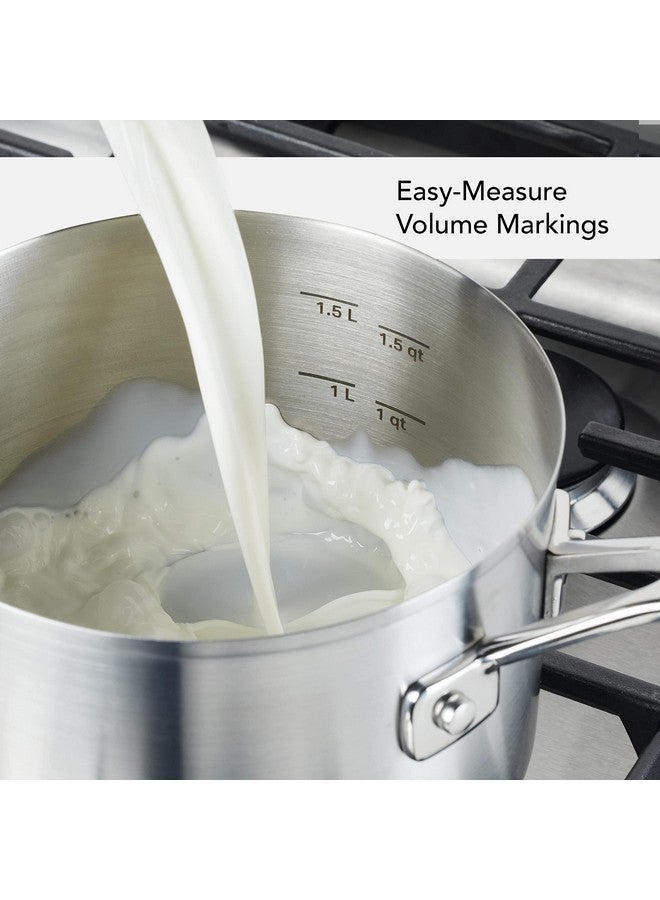 KitchenAid Stainless Steel Saucepan with Measuring Marks and Lid, 2 Quart, Brushed Stainless Steel - Image 4