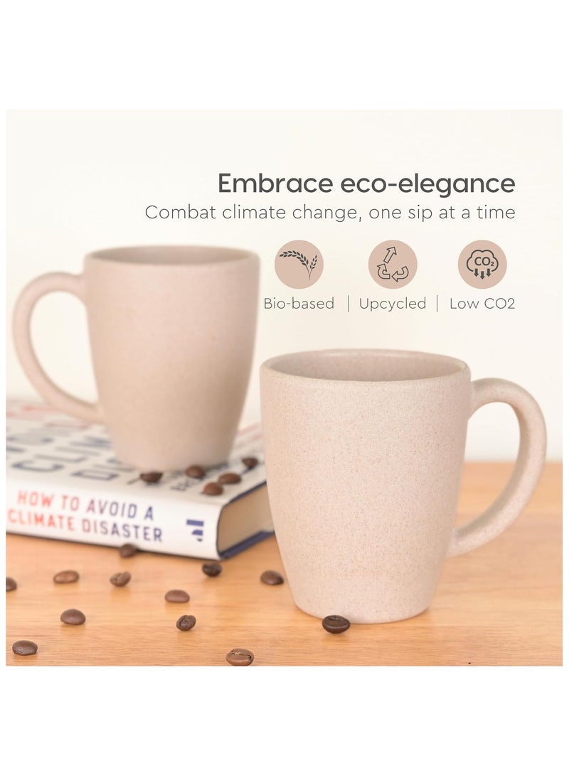 FRENVI Earth-Friendly Classic Coffee Mug 300 ml | Made with Rice Husk & Bamboo Fibers | Microwave Safe |Set of 4|Sand Castle White - Image 3