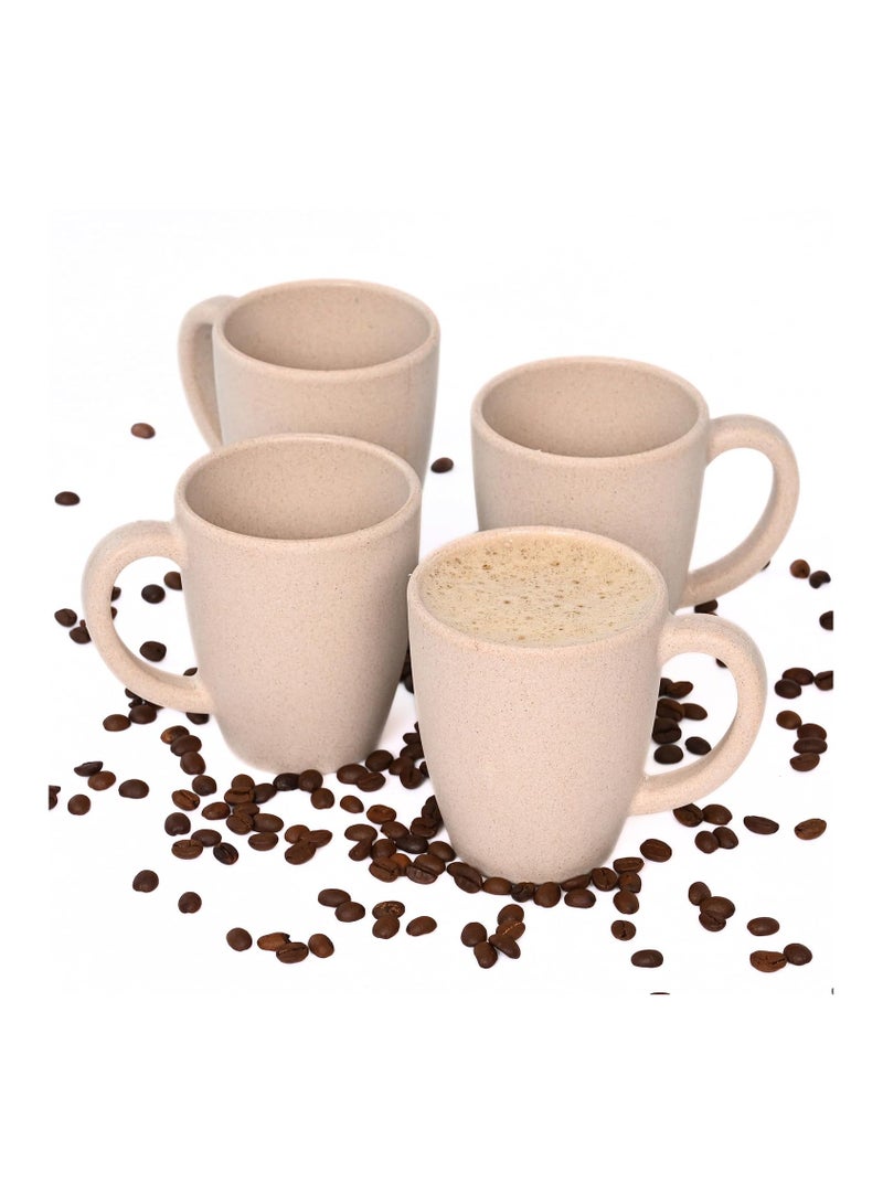 FRENVI Earth-Friendly Classic Coffee Mug 300 ml | Made with Rice Husk & Bamboo Fibers | Microwave Safe |Set of 4|Sand Castle White - Image 1