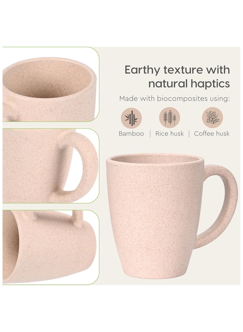 FRENVI Earth-Friendly Classic Coffee Mug 300 ml | Made with Rice Husk & Bamboo Fibers | Microwave Safe |Set of 4|Sand Castle White - Image 5