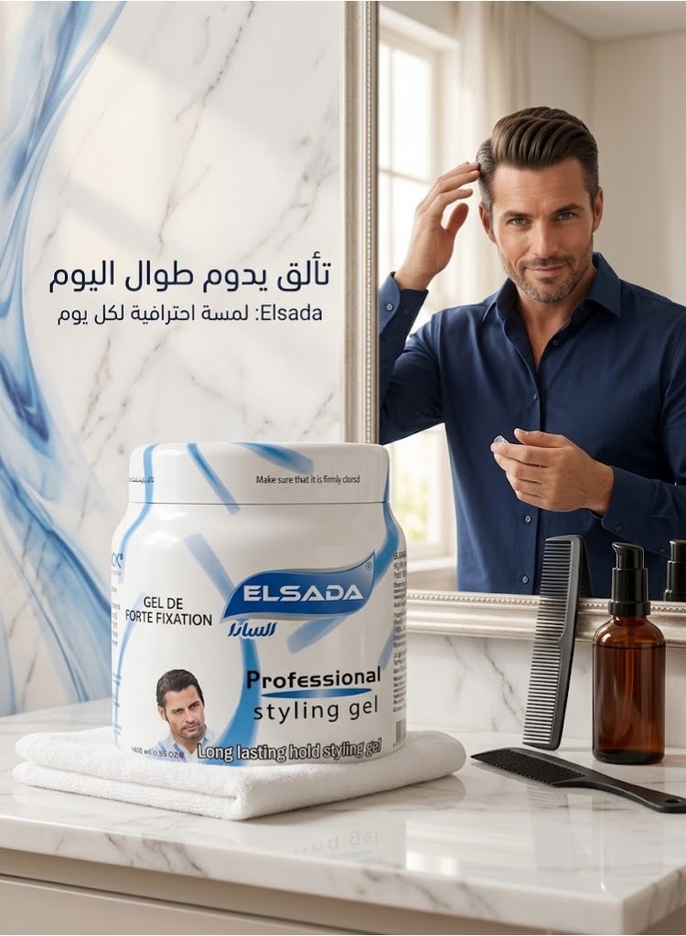 ELSADA Professional Styling Gel, Long-Lasting Hold, Blue, 1000ml - Image 4