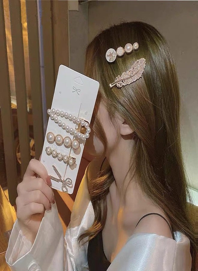 CARTSHOPPER 6 Piece Korean Style Pearl Metal Hair Clips Barrettes Pins for Women's Geometric Shape Hairpins Hair Accessories Faux Pearl Rhinestone Inlay Hair Clips Gift for Girls Girlfriend Ladies - Image 3